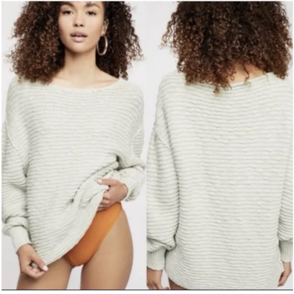 Free People Ribbed Knit Sweater - Light Cream